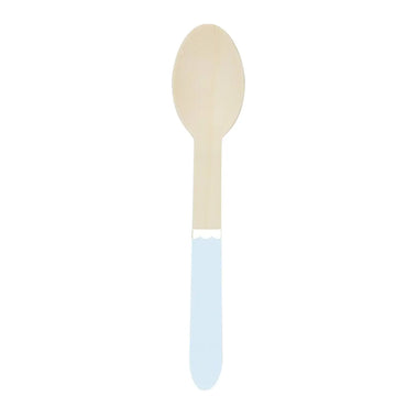 WOODEN SPOON SET - LIGHT BLUE (for 8)