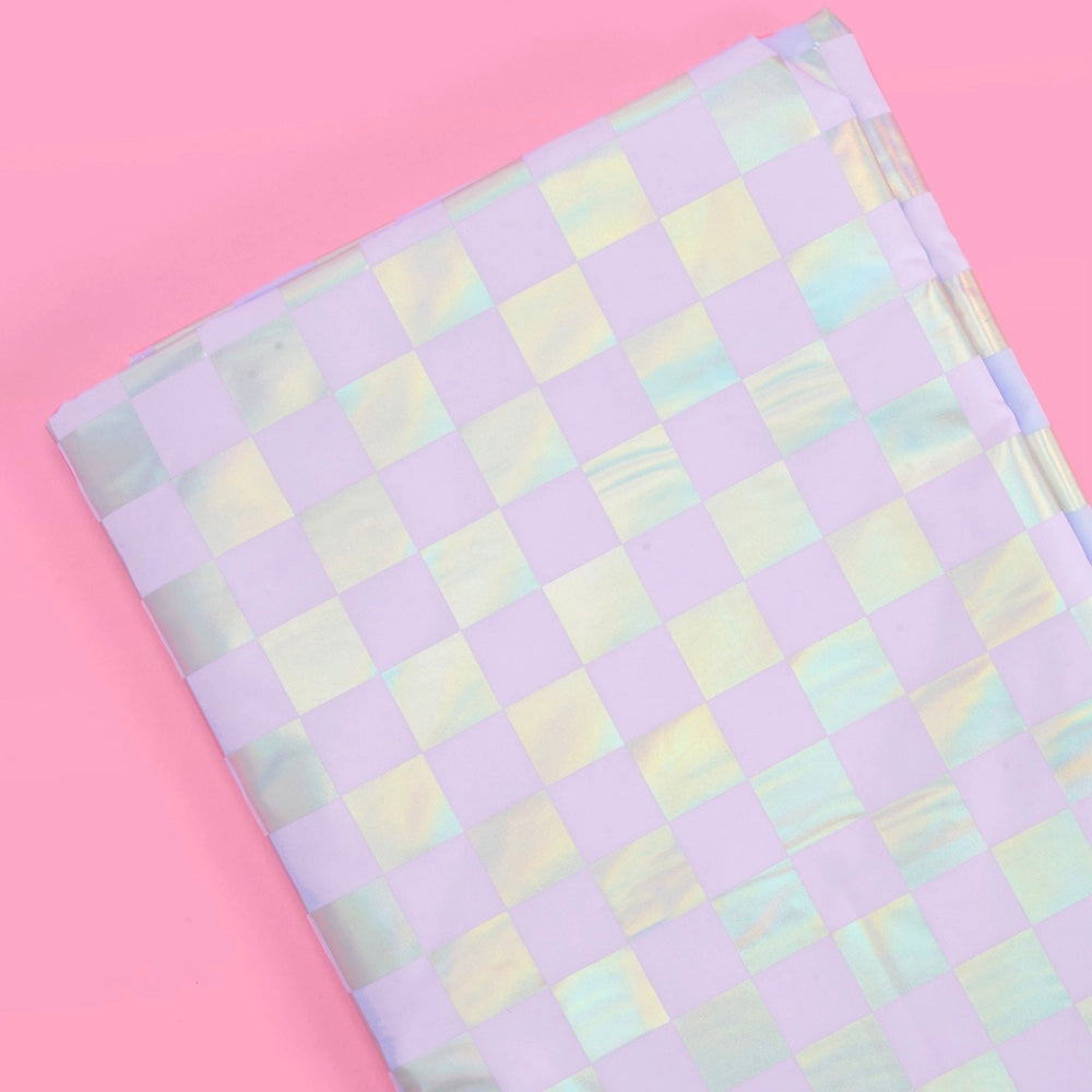 TABLECOVER FABRIC - HOLOGRAPHIC CHECK WASHABLE