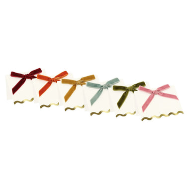 PLACE CARDS - BOW VELVET FALL MULTICOLOUR (set of 6)
