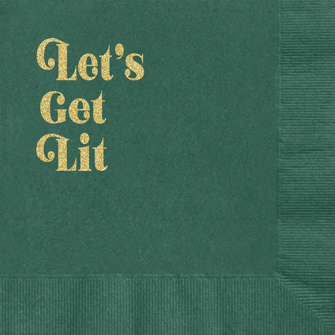 NAPKINS SMALL - WITTY CHRISTMAS BOXED SET LET’S GET LIT GREEN
