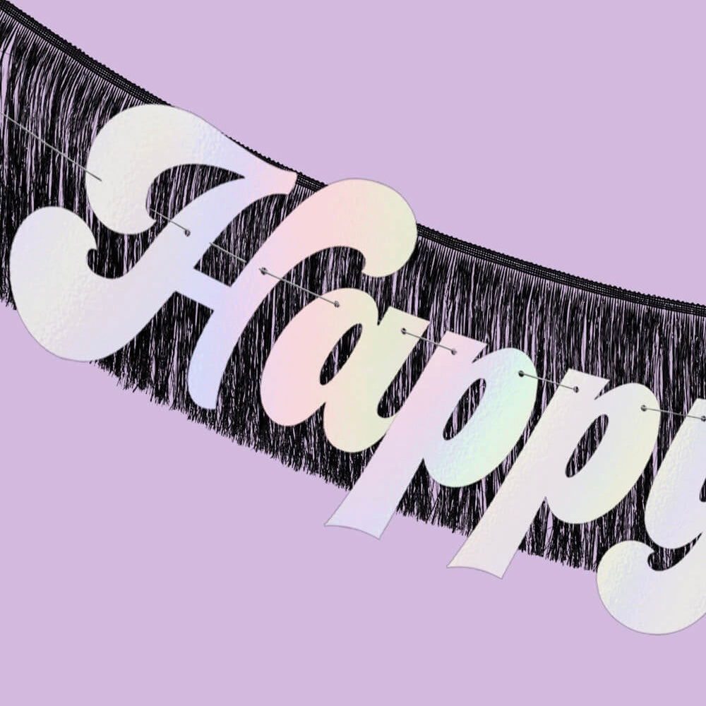 WORD MIX GARLAND - RETRO HAPPY NEW YEAR WITH FRINGE