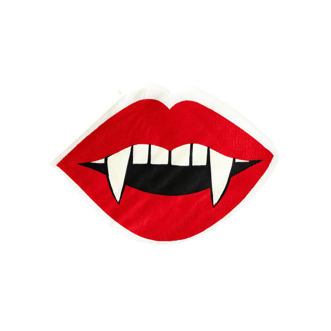 NAPKINS SMALL - HALLOWEEN RED VAMPIRE LIPS WITH FANGS