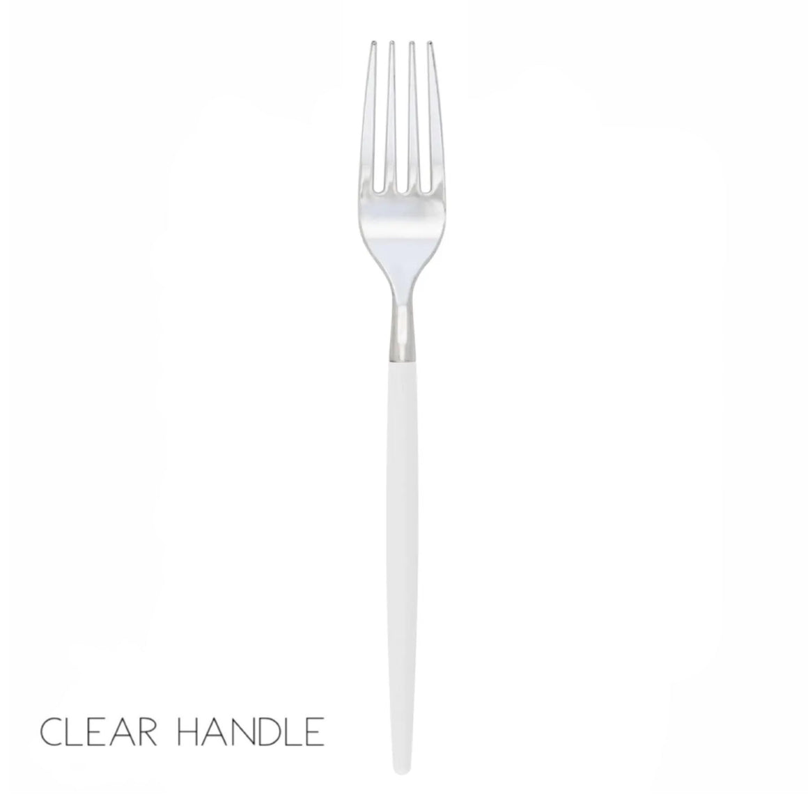 PREMIUM PLASTIC FORKS - CLEAR + SILVER (for 20)