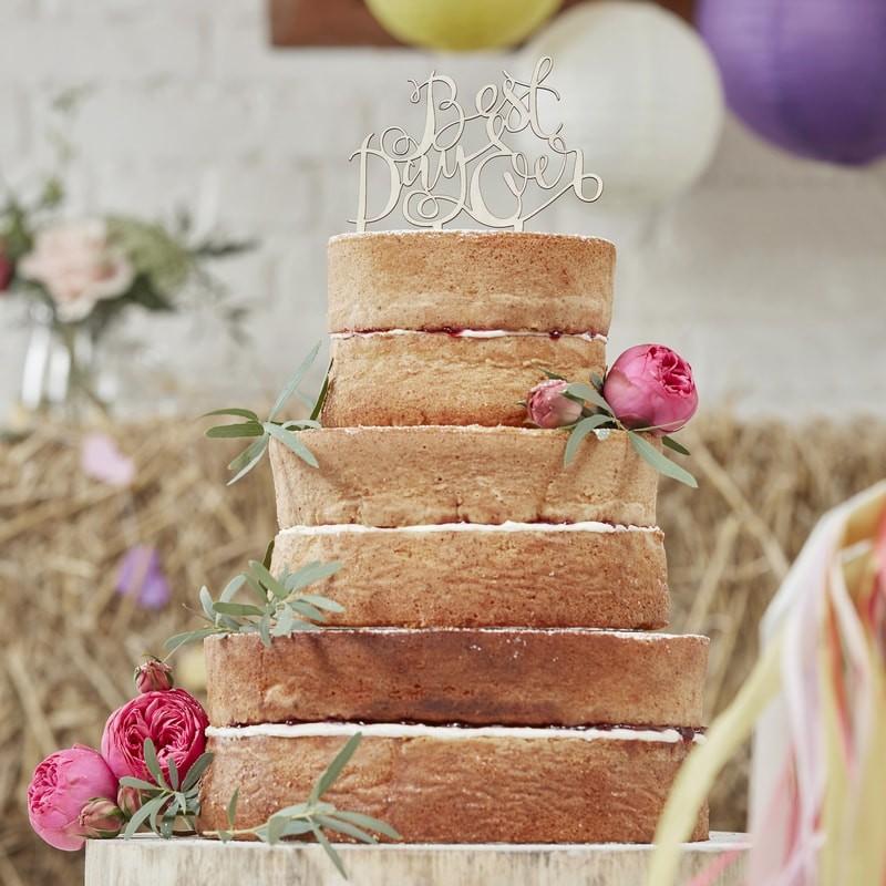 CAKE TOPPER - WOODEN BEST DAY EVER GINGER RAY, Picks + Toppers, GINGER RAY - Bon + Co. Party Studio