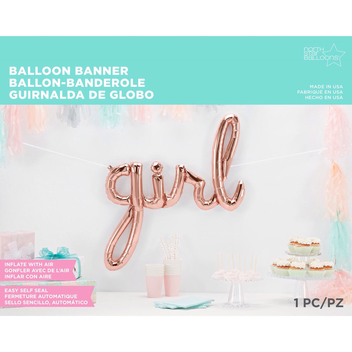 BALLOONS - SCRIPT GIRL ROSE GOLD, Balloons, Northstar (Surprize Enterprize) - Bon + Co. Party Studio