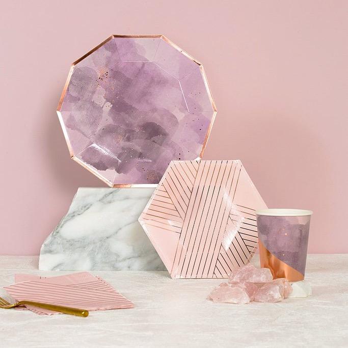 CUPS - AMETHYST WATERCOLOUR ROSE GOLD, CUPS, HARLOW & GREY - Bon + Co. Party Studio