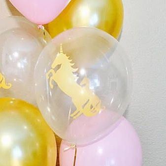 BALLOON BAR - UNICORN GOLD ON CLEAR 11", Balloons, QUALATEX - Bon + Co. Party Studio