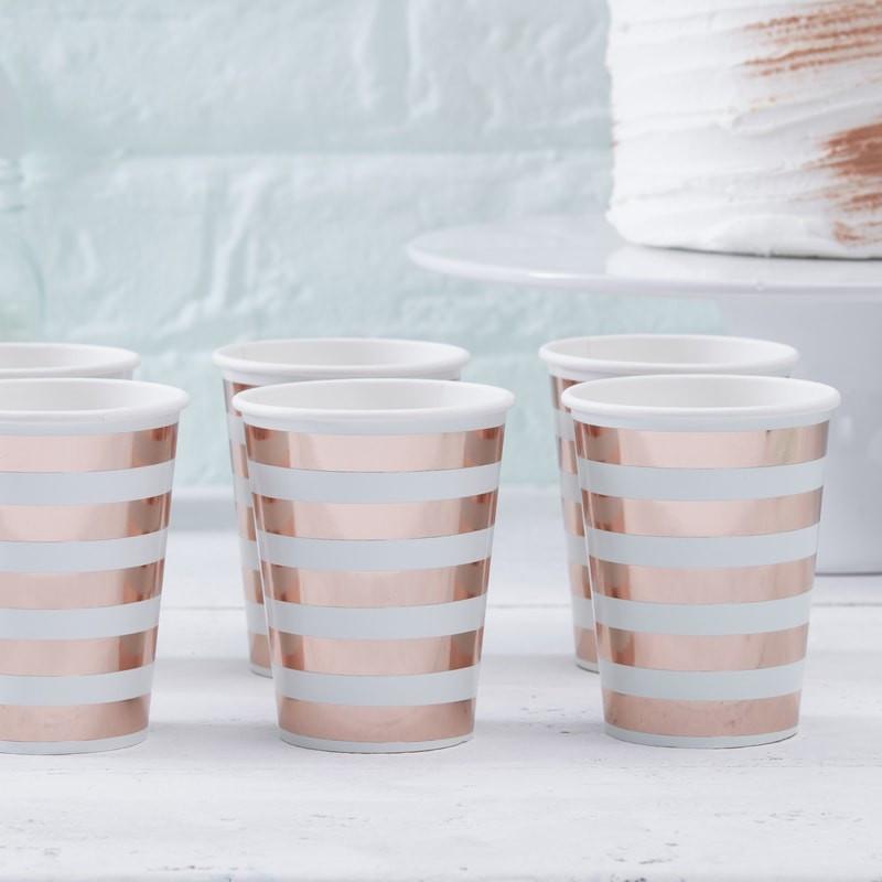 CUPS - ROSE GOLD MINT STRIPE, CUPS, GINGER RAY - Bon + Co. Party Studio