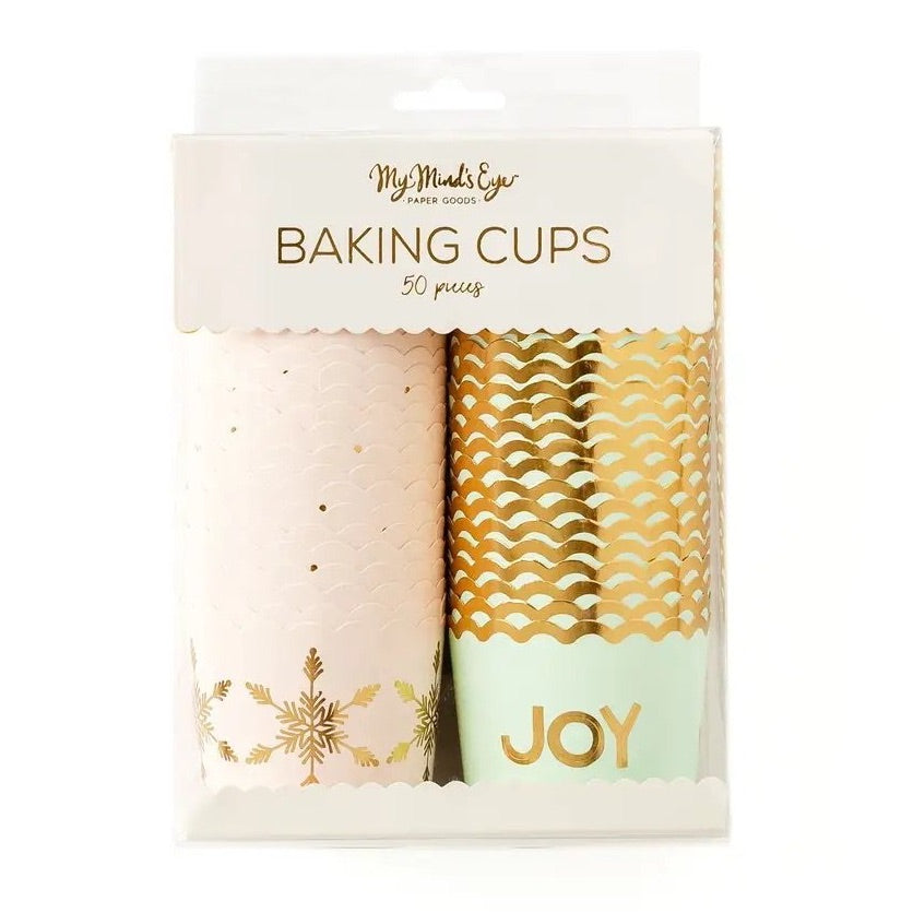 FOOD CUPS - CHRISTMAS PINK + MINT GLAM JOY (PACK OF 50)