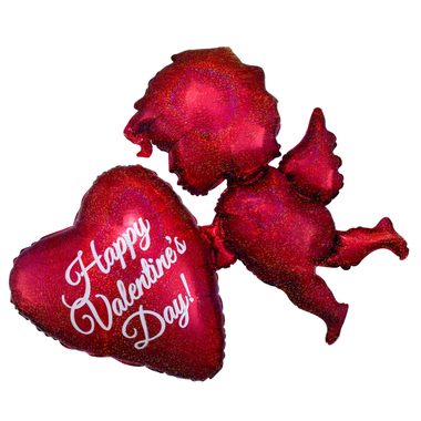 BALLOONS - VALENTINES CUPID HVD HOLOGRAPHIC