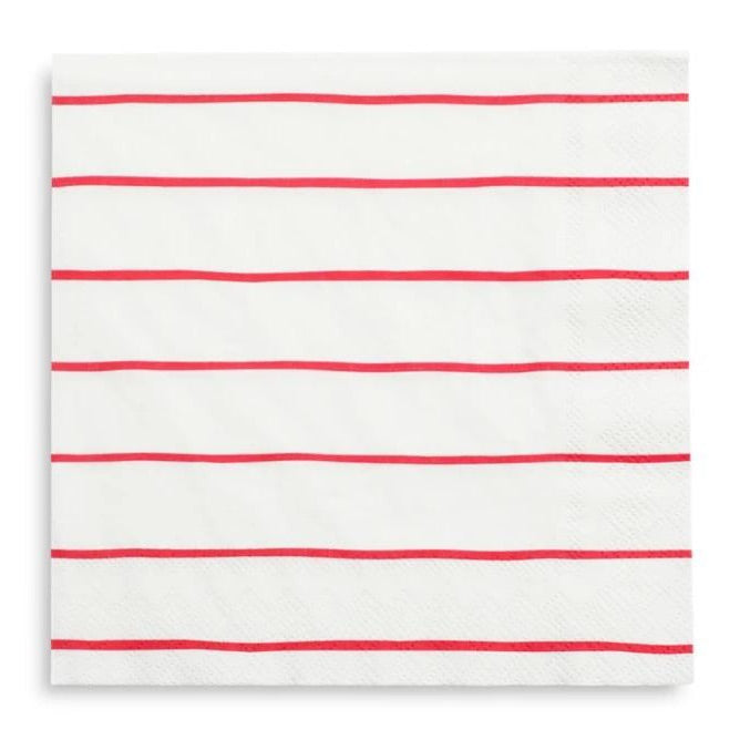 NAPKINS LARGE - RED DAYDREAM SOCIETY FRENCHIE STRIPES CANDY APPLE