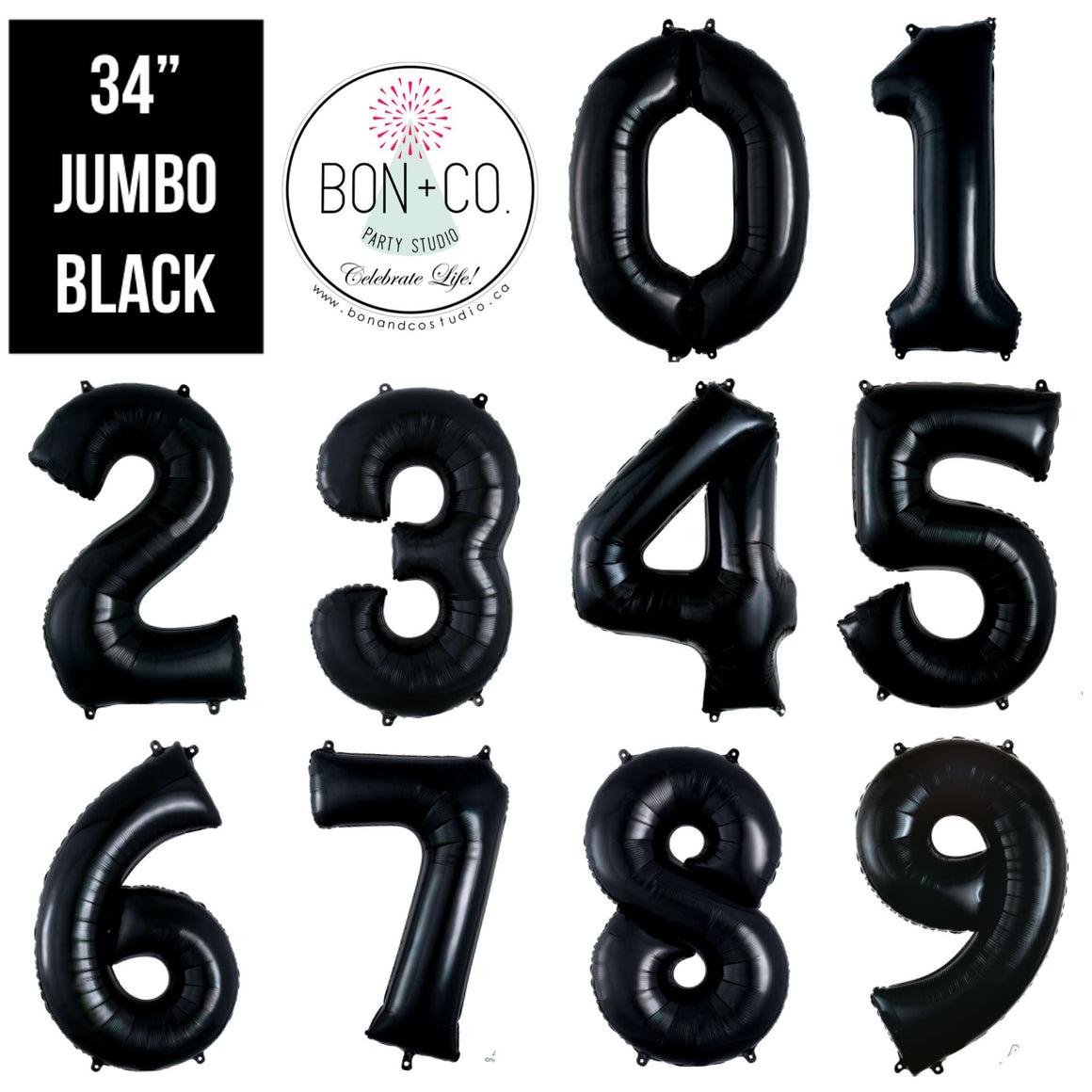 BALLOON BAR - 34" JUMBO NUMBER BLACK