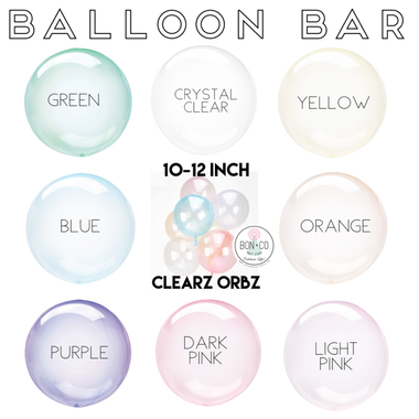 BALLOON BAR - CRYSTAL CLEARZ ORBZ 10-12”