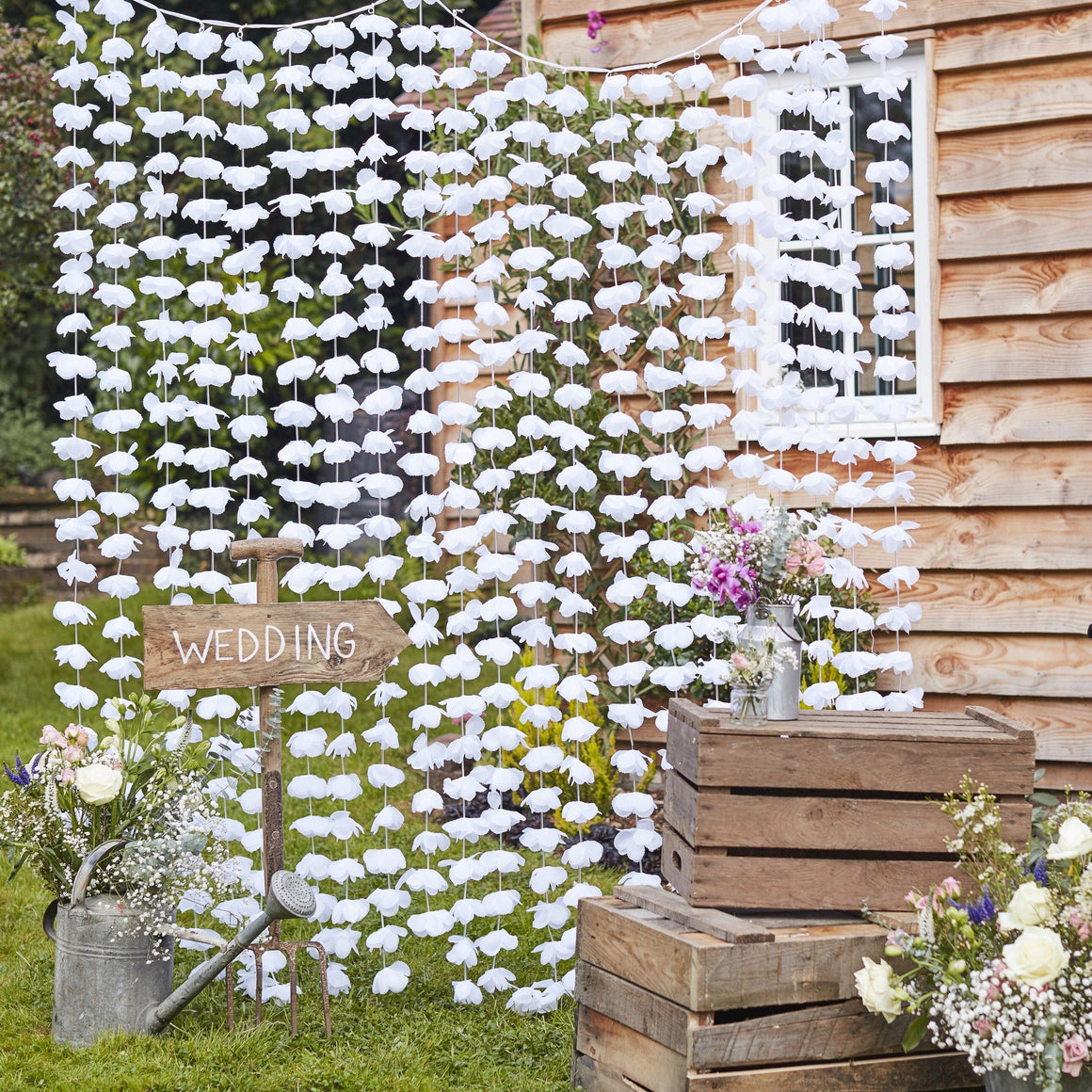 BACKDROP - FLORAL WHITE, Buntings, GINGER RAY - Bon + Co. Party Studio