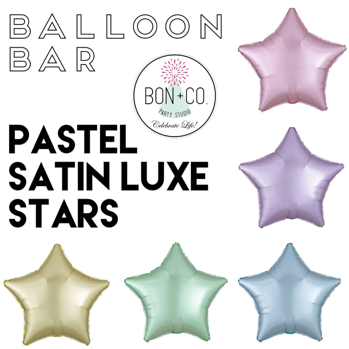 BALLOON BAR - STAR SATIN LUXE PASTEL, Balloons, Anagram - Bon + Co. Party Studio