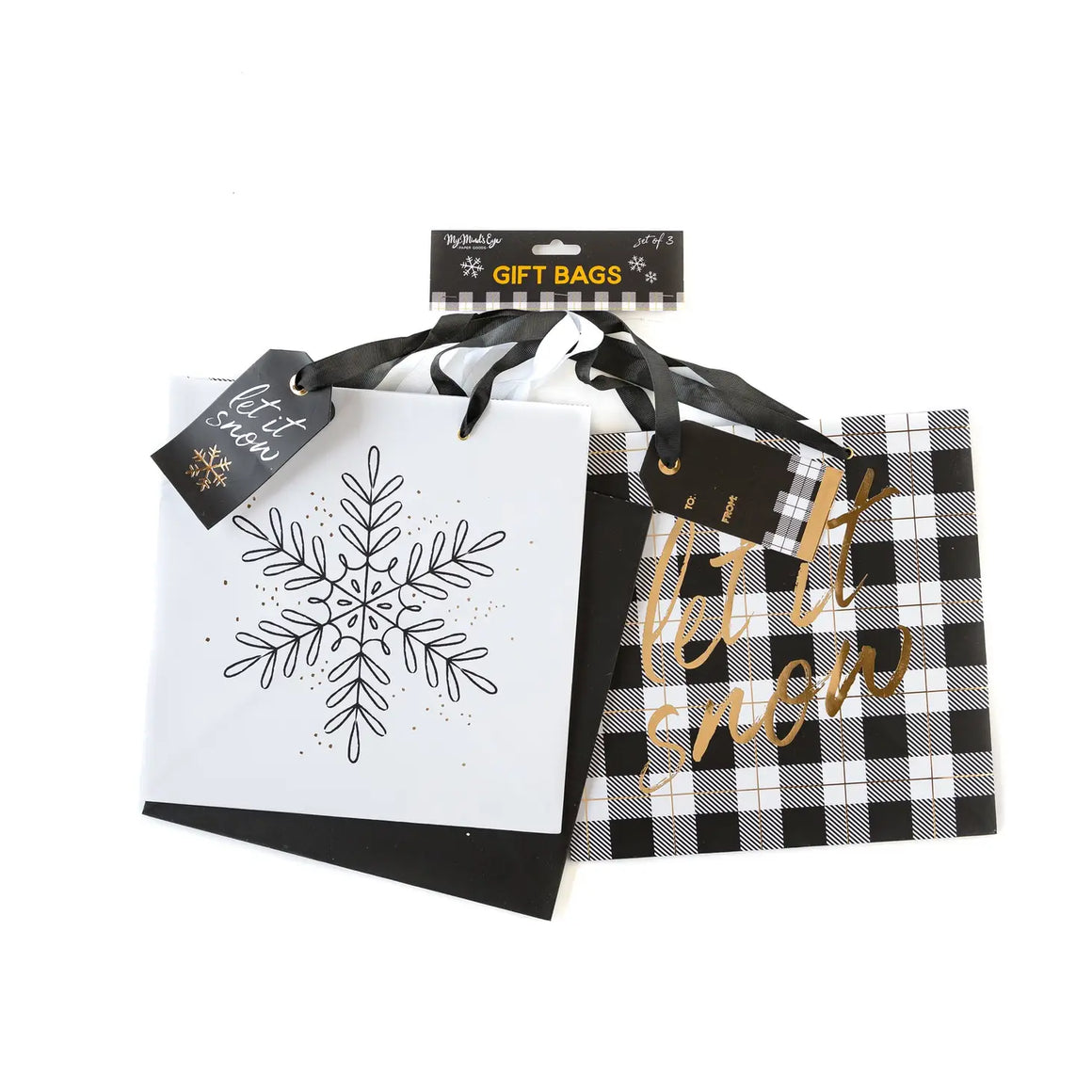 GIFT BAGS WITH TAGS - HOLIDAY SNOWFLAKES