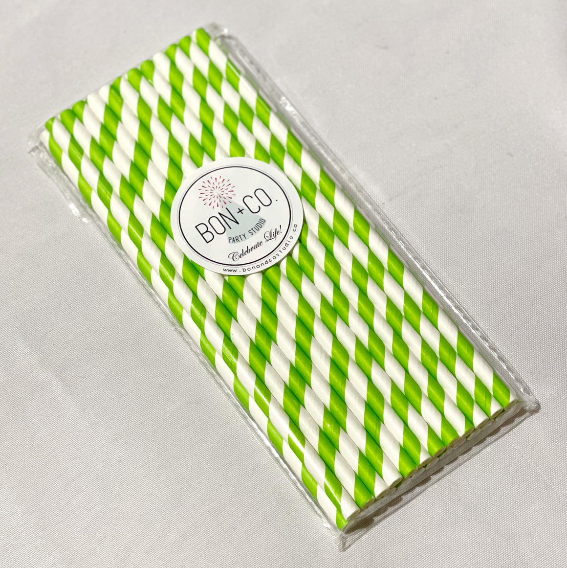 STRAWS - STRIPEY JASMINE GREEN (25 pack)