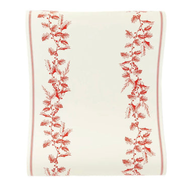 TABLERUNNER - VINTAGE CHRISTMAS RED + CREAM HOLLY