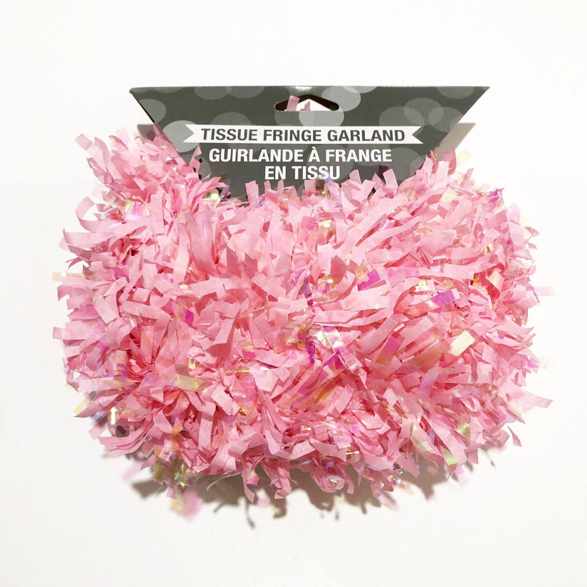 TISSUE FRINGE GARLAND - PINK + IRIDESCENT FESTOONING, Tassel Garland, Creative Converting - Bon + Co. Party Studio