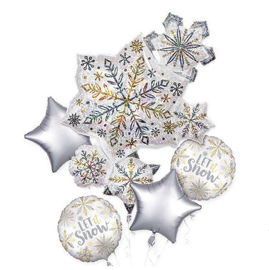 BALLOONS - SNOWFLAKE  SPARKLE LET IT SNOW BOUQUET, Balloons, QUALATEX - Bon + Co. Party Studio