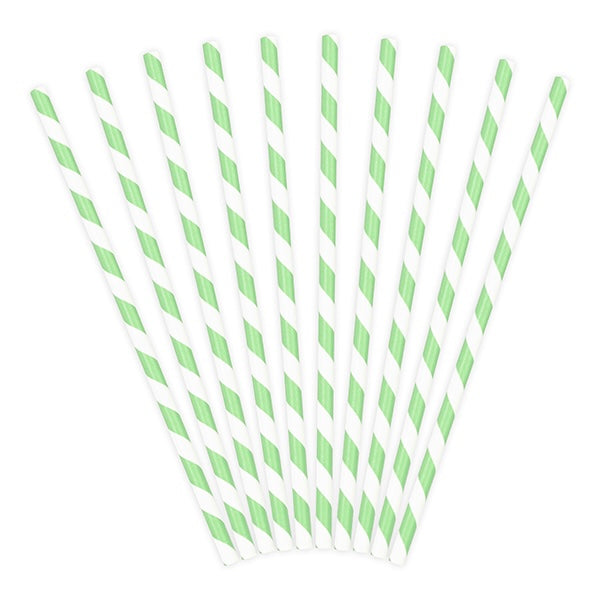 STRAWS - STRIPE MINT GREEN (10 pack)