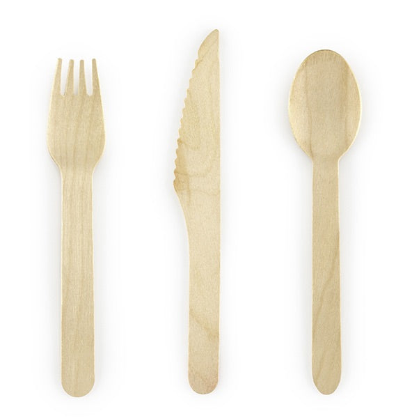 WOODEN CUTLERY SET - NATURAL 2 (for 6)