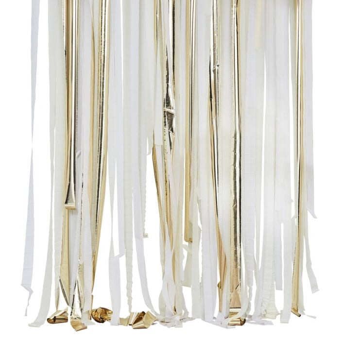STREAMER BACKDROP - METALLIC GOLD + WHITE