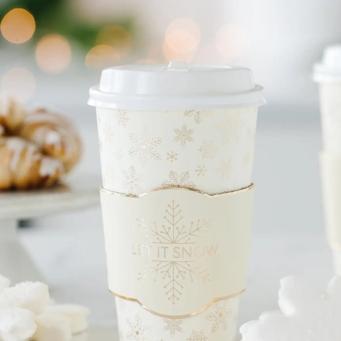 TO-GO COZY CUPS - CHRISTMAS GLAM GOLD + CREAM LET IT SNOW