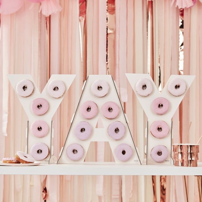 DONUT WALL - OMBRE PINK YAY, TREAT STAND, GINGER RAY - Bon + Co. Party Studio
