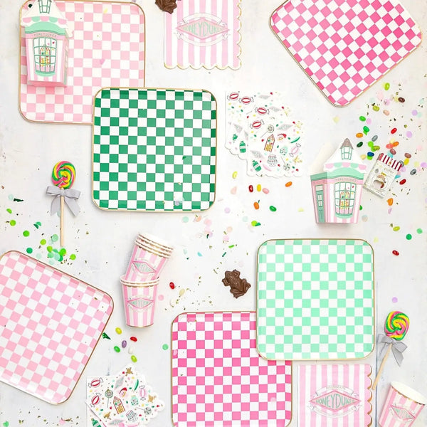 PLATES XL DINNER - PASTEL CHECKER HONEYDUKES