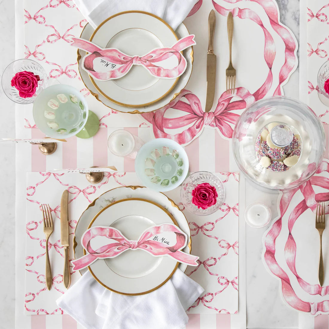 PLACEMATS - DIE-CUT PINK BOW (Pack of 12)