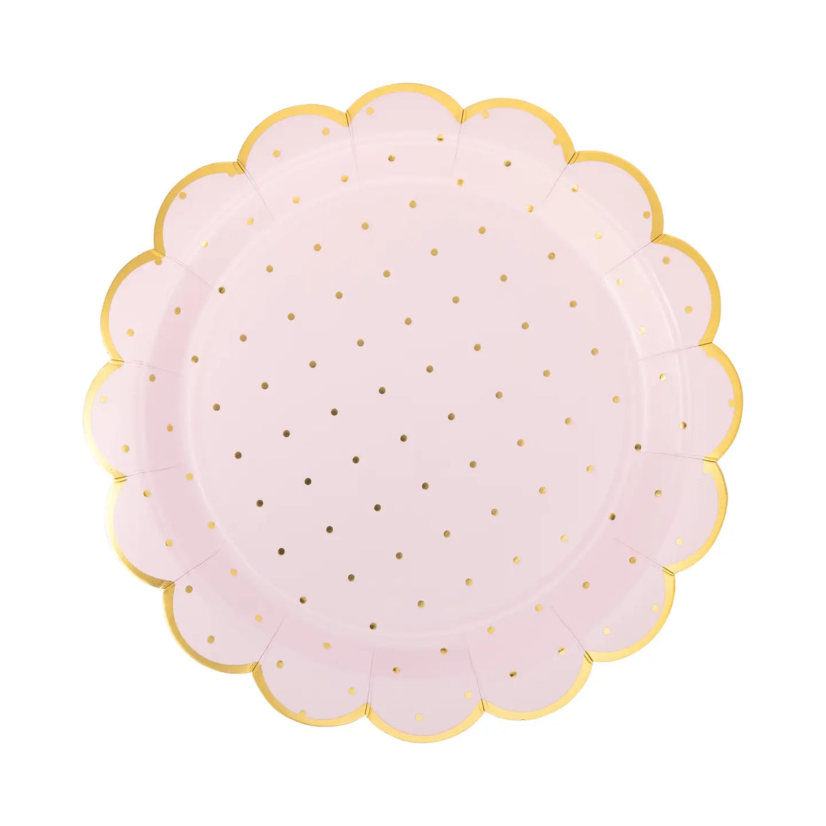 PLATES LARGE - PINK BLUSH + GOLD POLKA DOT SCALLOP