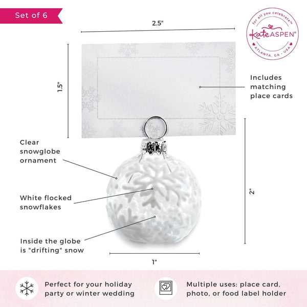 PLACE CARD HOLDERS - SNOWFLAKE ORNAMENT AND CARDS (set of 6)