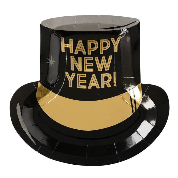 PLATES LARGE - NYE HAPPY NEW YEAR PARTY HAT SHAPE
