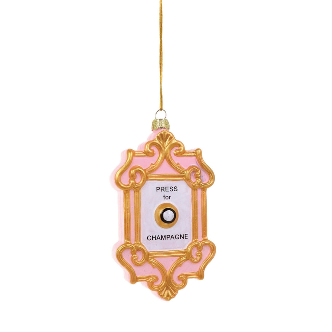 HEIRLOOM GLASS ORNAMENTS - CODY FOSTER PINK CHAMPAGNE BUTTON