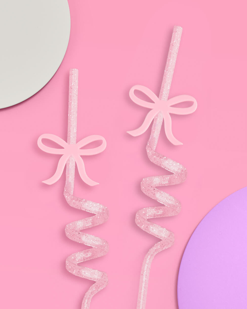 DECORATIVE REUSABLE STRAWS - GLITTER BOW (Pack of 16)