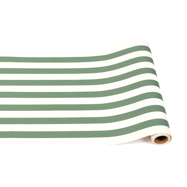 TABLERUNNER - CLASSIC DARK GREEN STRIPE (25 foot roll)