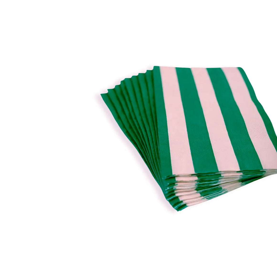 NAPKINS DINNER - GREEN EMERALD PINK CABANA STRIPE