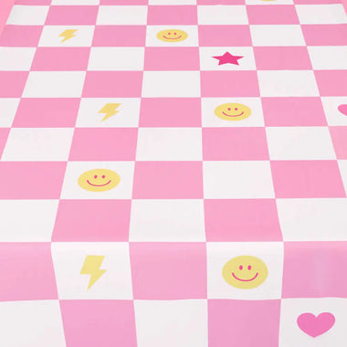 TABLECOVER FABRIC - PREPPY ICONS CHECK WASHABLE