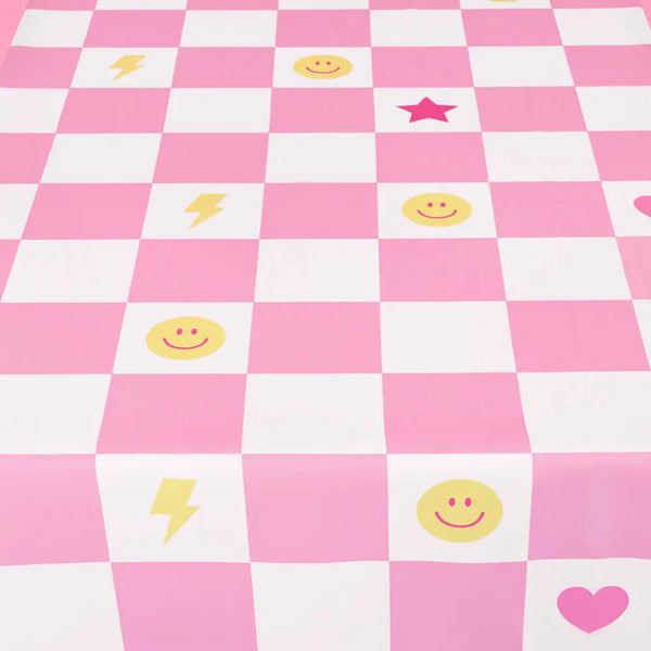 TABLECOVER FABRIC - PREPPY ICONS CHECK WASHABLE