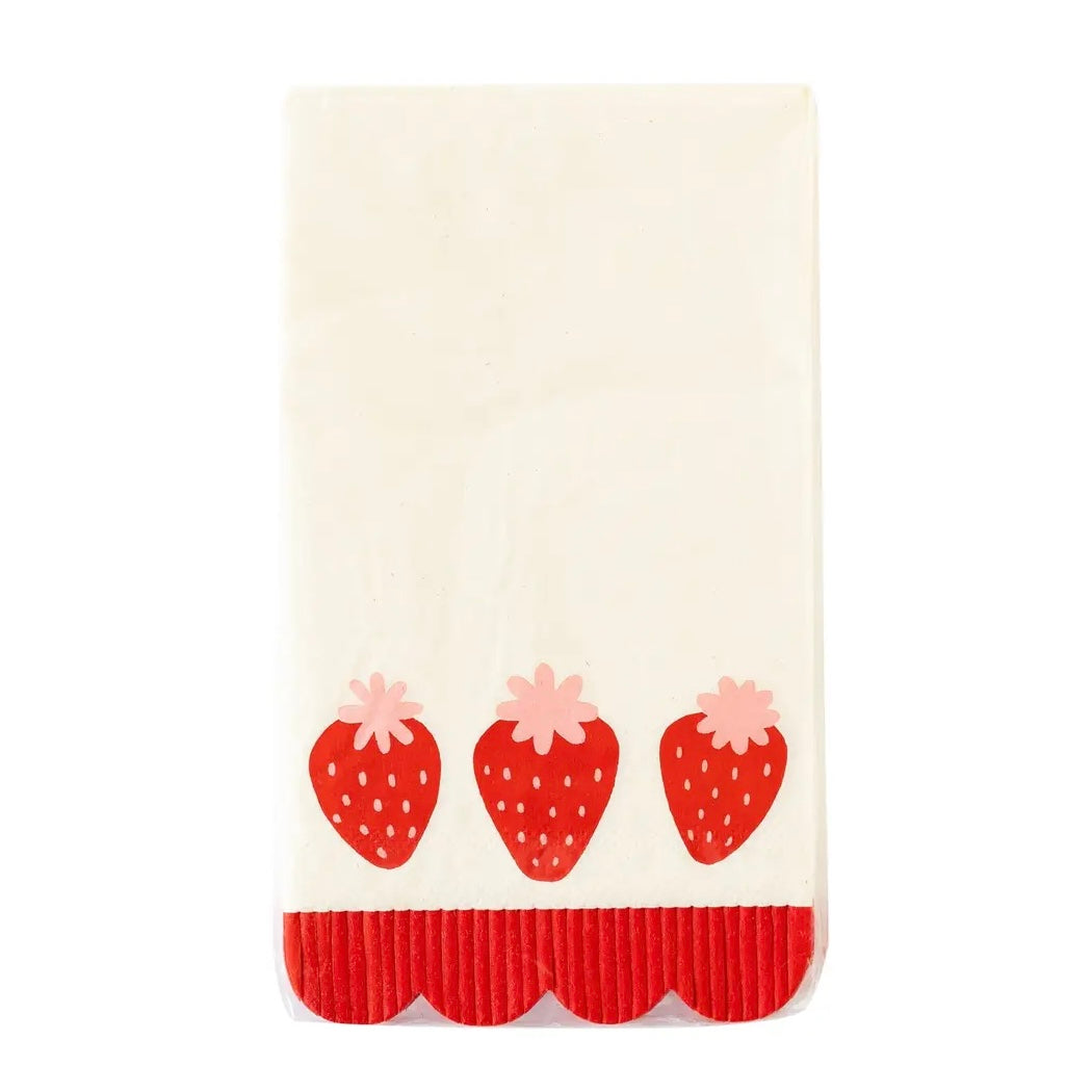 NAPKINS DINNER - FRUIT STRAWBERRY SCALLOPED FRINGE