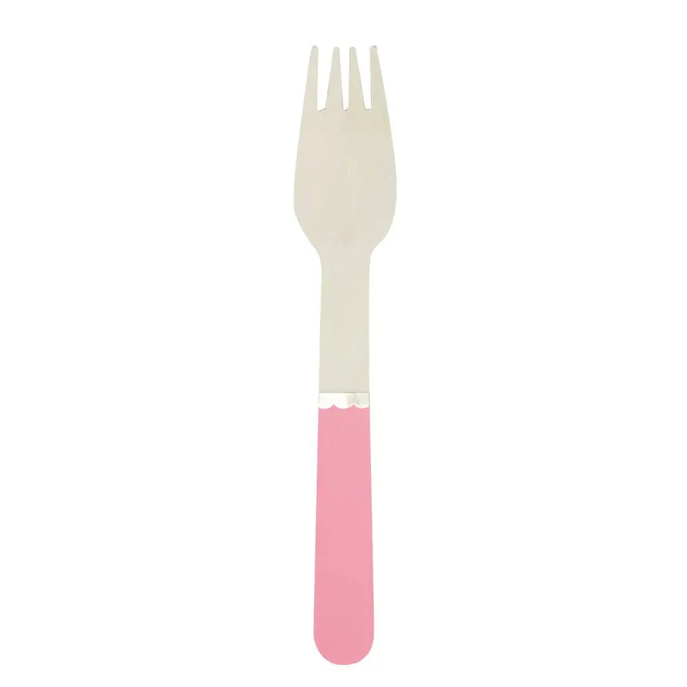 WOODEN FORK SET - PINK HOT (for 8)