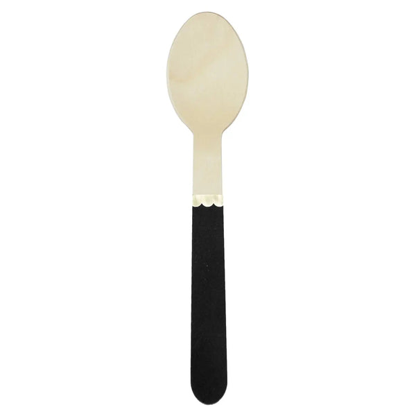 WOODEN SPOON SET - BLACK (for 8)