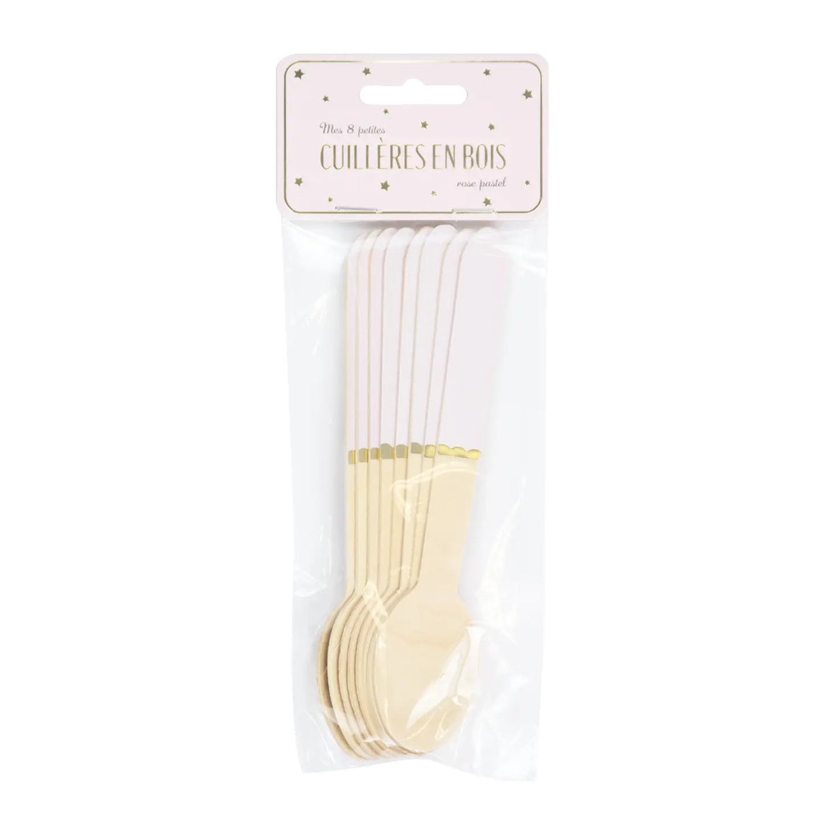 WOODEN SPOON SET - PINK LIGHT (for 8)