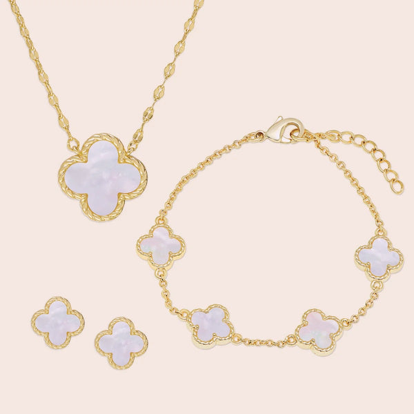 NECKLACE - MOTHER OF PEARL CLOVER 18k GOLD PLATED
