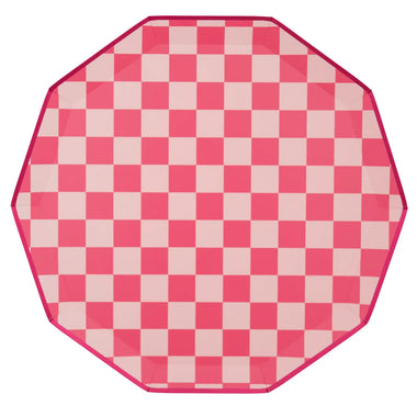 PLATES XL DINNER - PINK SIGNATURE CHECKER PREMIUM DECAGON