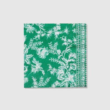 NAPKINS SMALL - FLORAL GREEN EMERALD FRENCH TOILE