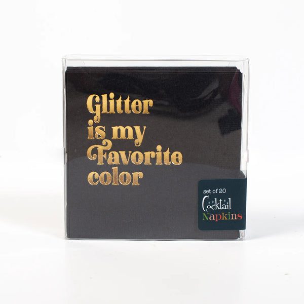 NAPKINS SMALL - WITTY BLACK BOXED SET GLITTER IS MY FAVOURITE COLOUR