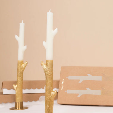 DINNER CANDLES - GOLD DIPPED STICK BRANCH MERI MERI (set of 2)