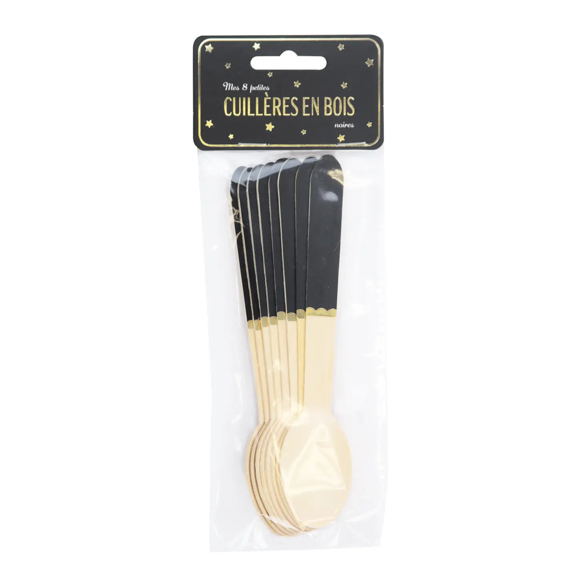 WOODEN SPOON SET - BLACK (for 8)